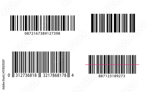 Barcode Icon Set – Multiple Black Barcode Designs Isolated on White Background for Product and Retail Use