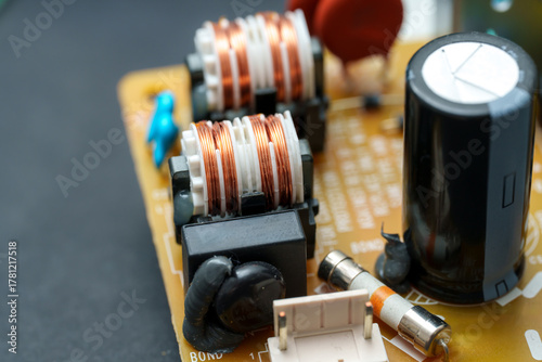 Принти на полотні Exploring the internal landscape of modern electronics reveals coils, capacitors