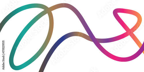 Abstract Color Gradient Lines Pattern. Vector Wave 3D Graphic Shapes with Gradient. Organic Rainbow Wavy Ribbons
