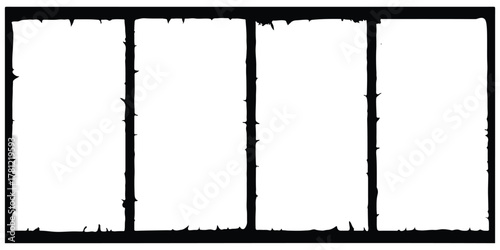 Thorny vine frame with four vertical panels, nature border graphic