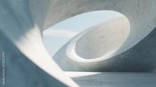 Fototapeta Naklejka Na Ścianę i Meble -  3d rendering of a modern architectural structure. the structure appears to be made of concrete or concrete and has a curved shape.