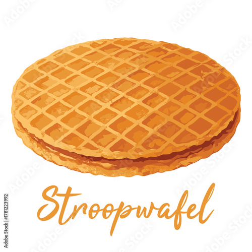 stroopwafel dutch food in watercolor illustration style, isolated vector on transparent background
