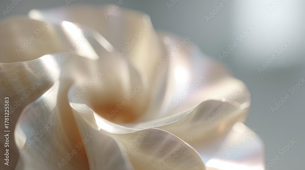 Obraz premium Close-up of a flower petal. the petal is a light beige color and has a smooth texture. the center of the petal has a small orange center, which is slightly darker than the surrounding petals.