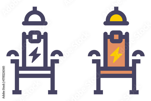 Black icon of electric chair for human execution. Flat illustration.