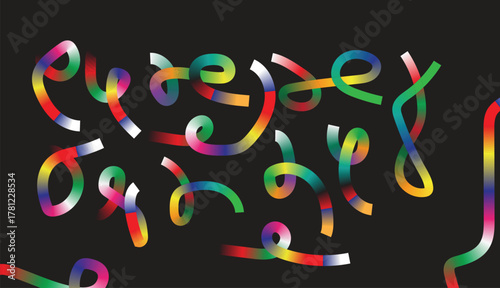 Colorful Abstract Gradient Ribbons on Dark Background | Modern 3D Flow Lines Digital Art Wallpaper for Designers & Creatives