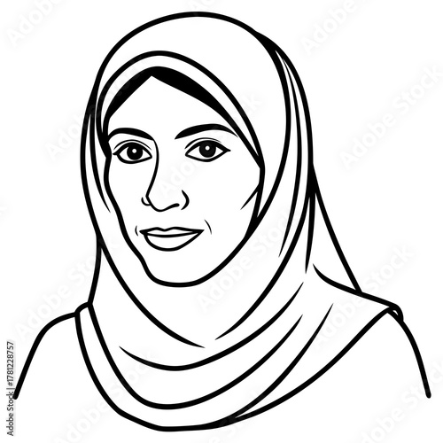 portrait of a Muslim woman on a white background