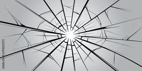 Broken Glass Vector Illustration – Radiating Cracks in an Abstract Shattered Design for Backgrounds, Poster Graphics, Screen Damage Effects, and Creative Visual Elements