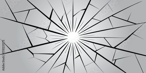 Broken Glass Vector Illustration – Radiating Cracks in an Abstract Shattered Design for Backgrounds, Poster Graphics, Screen Damage Effects, and Creative Visual Elements