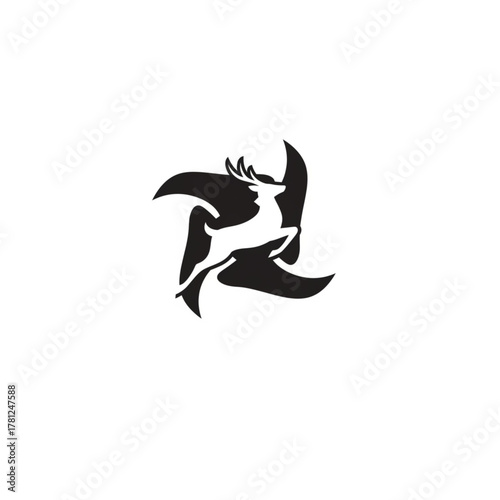 Elegant leaping deer logo design for modern branding, ideal for outdoor adventure company or nature conservation, with a vintage vector style
