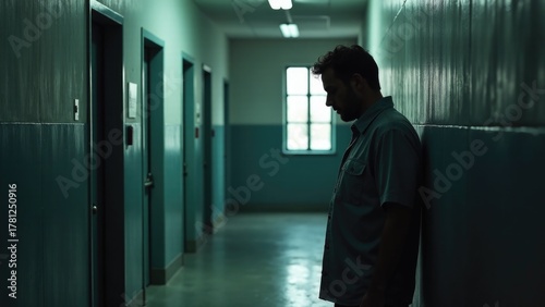 Wallpaper Mural A person standing in a hallway of a building, possibly waiting or looking for someone Torontodigital.ca