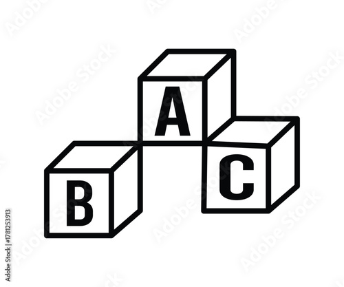 Building blocks line icon set. Baby ABC cubes vector icon in outline style.