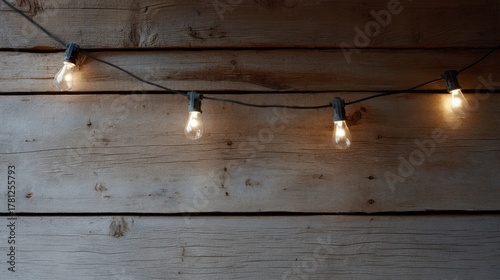 String lights glow softly against rustic wooden planks, reminiscent of Hygge nights and Mabon celebrations in cozy tranquility