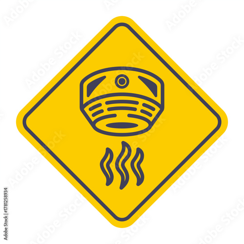 Black smoke detector icon on the ceiling. Flat illustration.