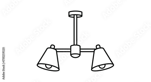 Simple drawing of a modern chandelier with multiple light sources silhouette