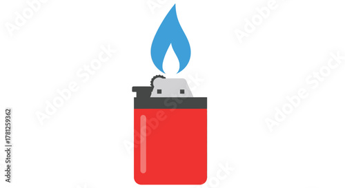 Pixelated lighter with a blue flame a retro digital art silhouette