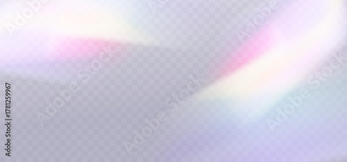Photos Crystal glass prism with holographic reflections and rainbow flare on a transparent light background