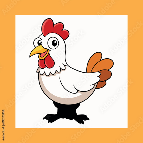 Cartoon rooster crowing isolated on white background