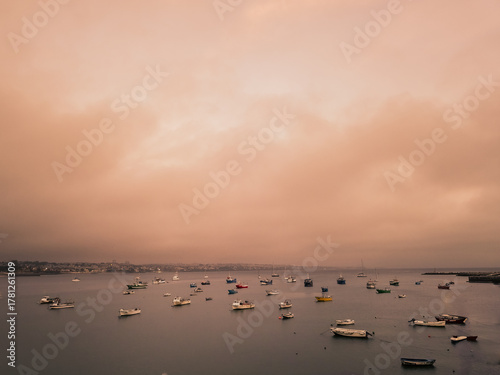 Fishing boats moored in Cascais Bay