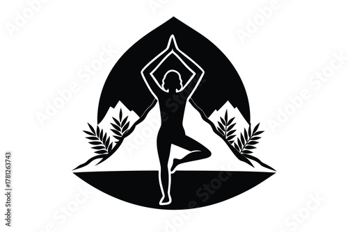 outdoor yoga vector icon silhouette