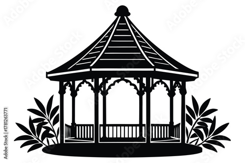 garden gazebo vector icon silhouette