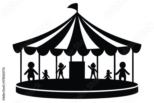 children s merry go round vector icon silhouette