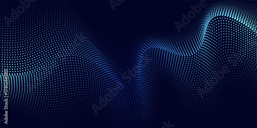 Abstract background with flowing teal and blue lines creating a dynamic, wavy pattern on a dark navy backdrop