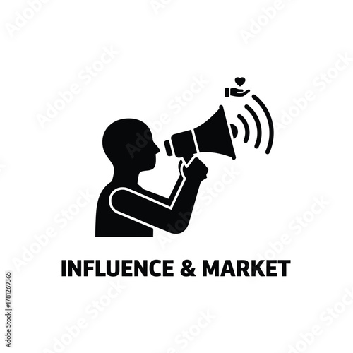 Vector illustration influence and market icon for web and app design