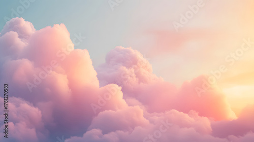A picturesque scene of soft pink clouds floating gently in a serene sky during the tranquil dusk hours.