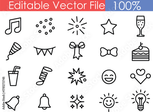 Icons for celebration and party music