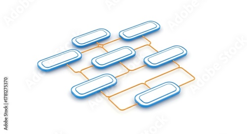 Network of Oval Shapes Connected by Orange Lines on White Background connection nodes