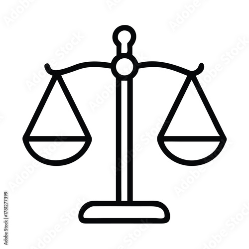 Outline drawing of a balance scale On Transparent Background