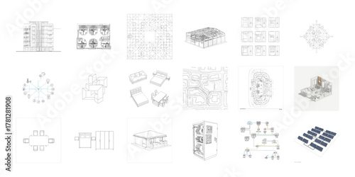 Architectural drawings and technical diagrams architecture