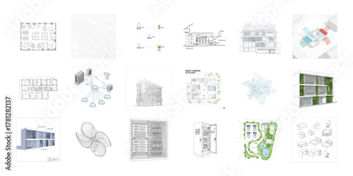 Architectural plans and technical diagrams building