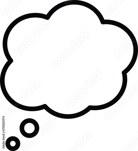 a black outline thought speech bubble icon