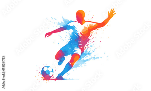 Energetic Football Player Splash Vector illustration, easily editable.