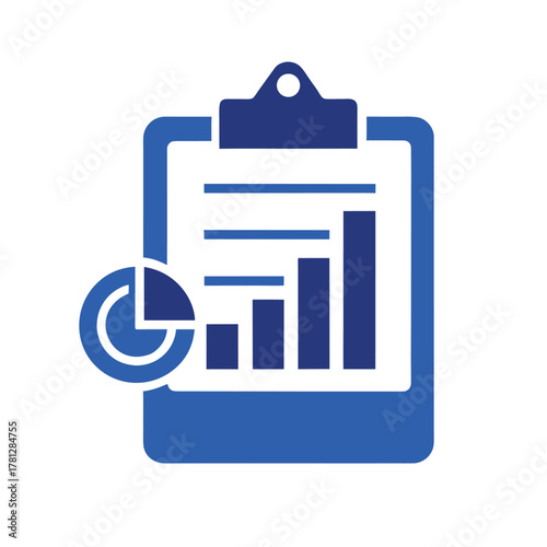 Clipboard with Bar and Pie Charts Icon graph data On Transparent Background