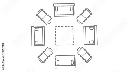 CAD Furniture Symbols in Top View, Chairs, Sofa, and Armchairs Outline Icons for Interior Design, Architecture, and Floor Plan Drawings