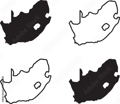 Isolated South Africa map icon, editable Africa country silhouette vector, geographic map outline design, travel element for educational, tourism, and infographic world map design