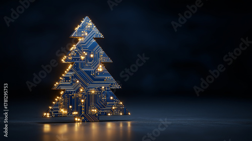 Nowoczesna kartka na Boże Narodzenie. Kartka świąteczna w stylu high tech. Elektronika, informatyka, elektryka