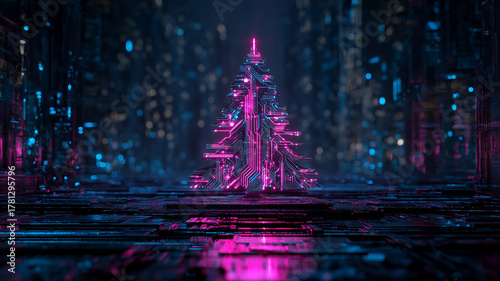 Nowoczesna kartka na Boże Narodzenie. Kartka świąteczna w stylu high tech. Elektronika, informatyka, elektryka