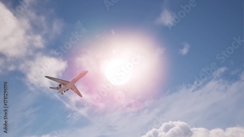 airplane flying against the background of the sun
