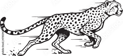 Velocity Unleashed: Dynamic Running Cheetah Vector Sketch with Motion Blur