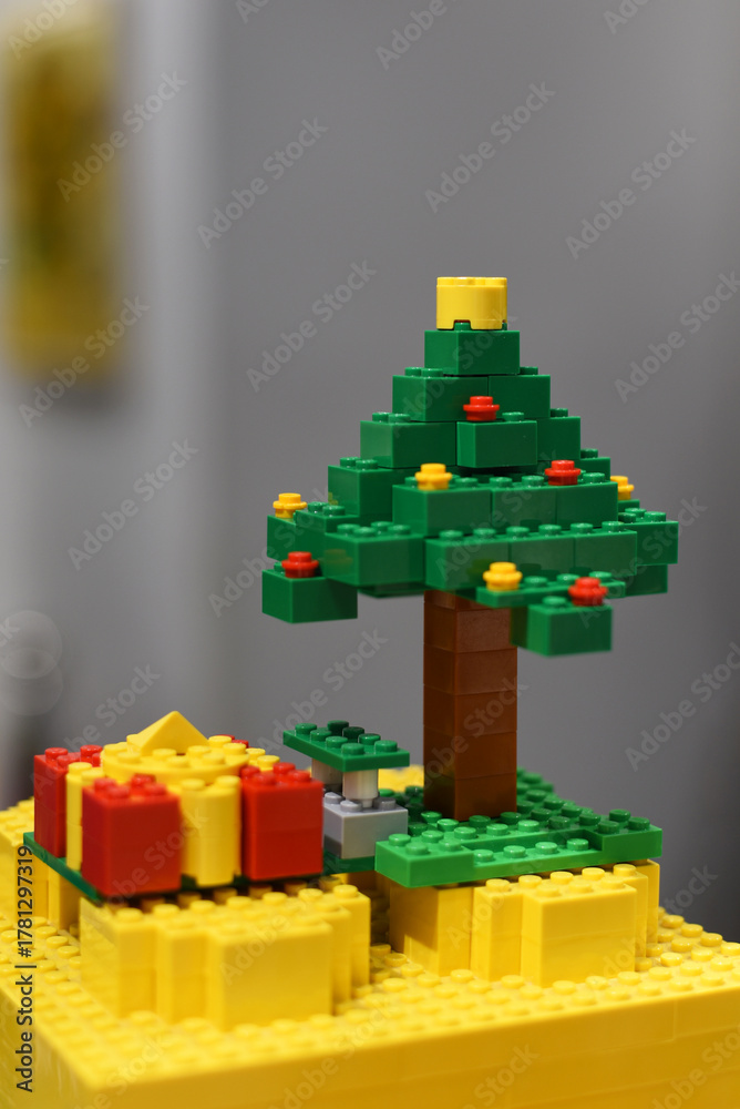Obraz premium Poland, Warsaw, November 7, 2024. Lego Christmas tree.