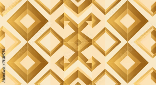 Golden geometric pattern with rhombus shapes creating a symmetrical and intricate design, conveying luxury and sophistication