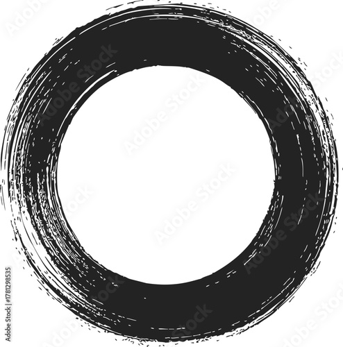 Enso zen circle sketch, hand drawn brushstroke symbol of enlightenment and emptiness — stock vector