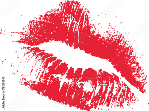 Red lipstick kiss mark sketch, hand drawn style, isolated on white background — stock vector