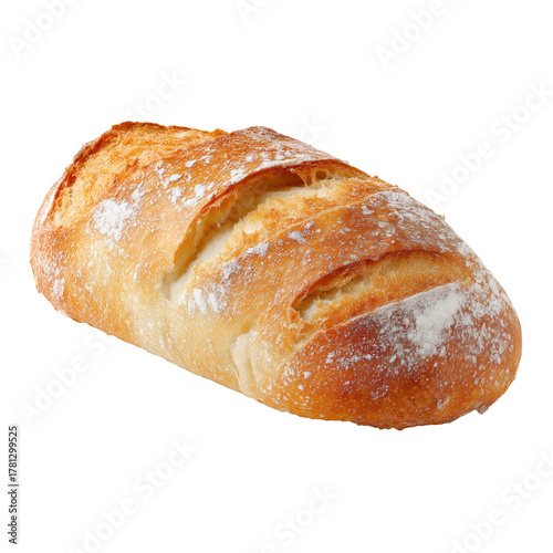 Freshly Baked Bread Loaf Cut in Half Reveals Soft Interior and Crispy Crust F...