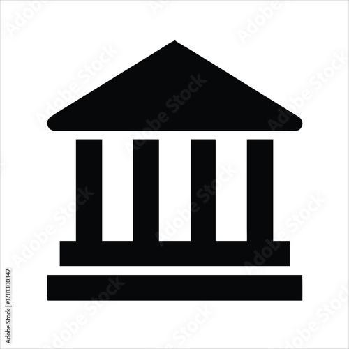 Bank building vector illustration with columned facade and steps silhouette