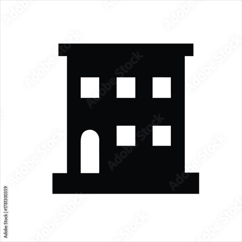 Apartment building vector illustration with balconies and windows silhouette