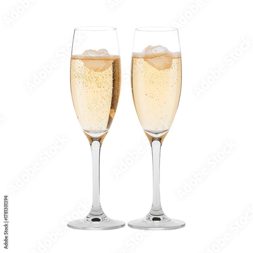 Champagne Glasses Filled With Bubbly Drink on a Table at a Celebration Event